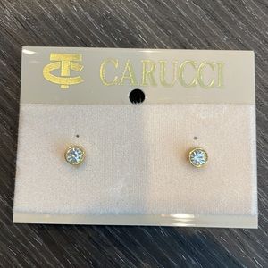 Carucci bezel diamond-like earrings - medium size